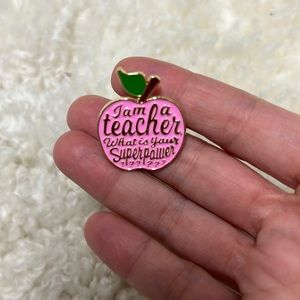 New - Apple Pink Teacher Pin